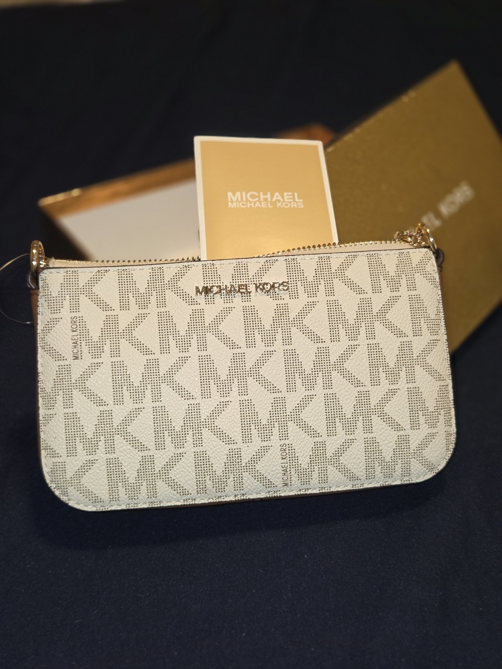 Michael Kors Vanilla/Beige MK Signature Zip Wristlet